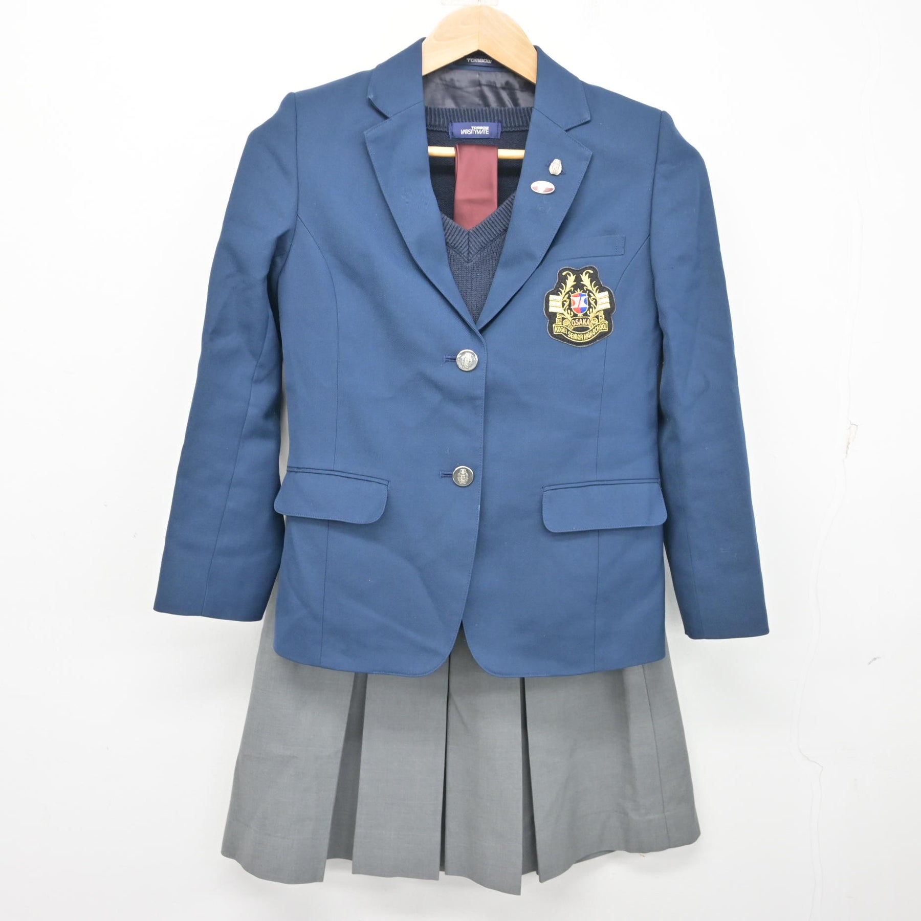 中古】大阪府 大阪府立工芸高等学校 女子制服 5点 (ブレザー・ニット