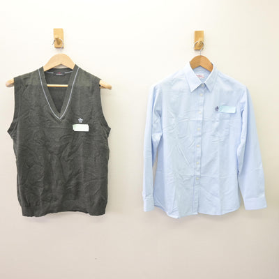 【中古】北海道 五稜郭中学校 女子制服 2点 (ニットベスト・シャツ) sf110004