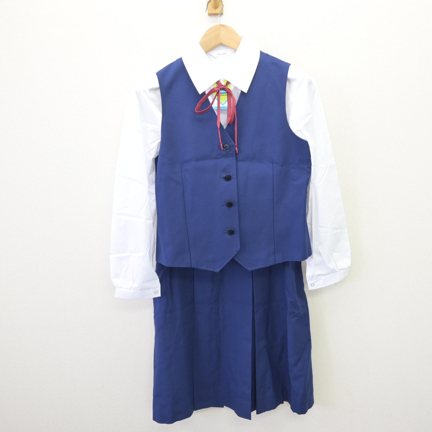 【中古】茨城県 藤代南中学校 女子制服 7点 (ブレザー・ベスト・シャツ・スカート) sf110008