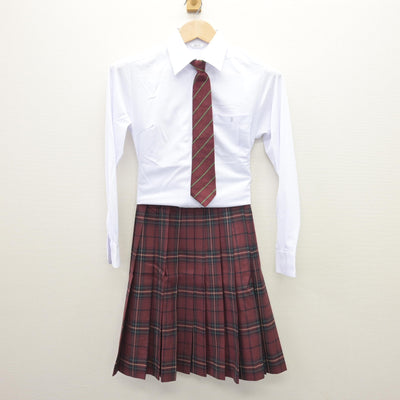 【中古】山口県 中村女子高等学校 女子制服 4点 (ニット・シャツ・スカート) sf110032