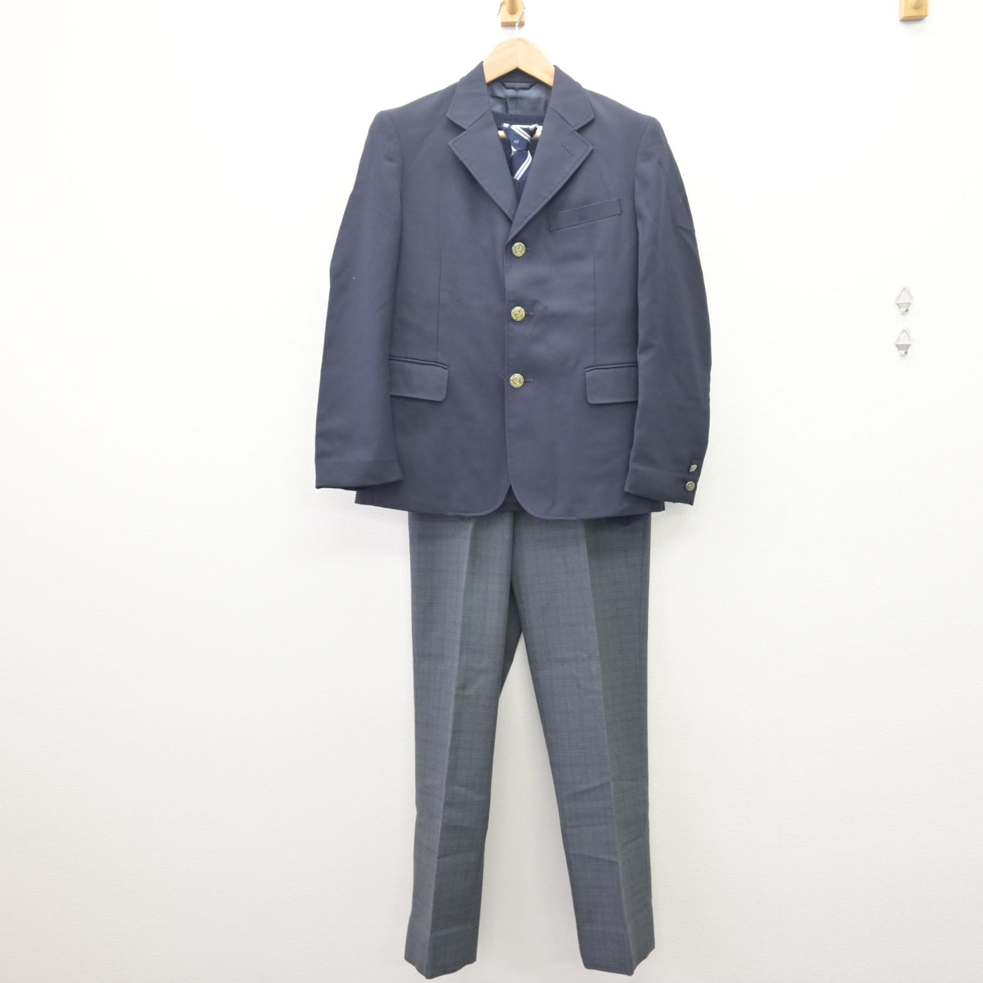 【中古】千葉県 おゆみ野南中学校 男子制服 4点 (ブレザー・ニット・ズボン) sf110090