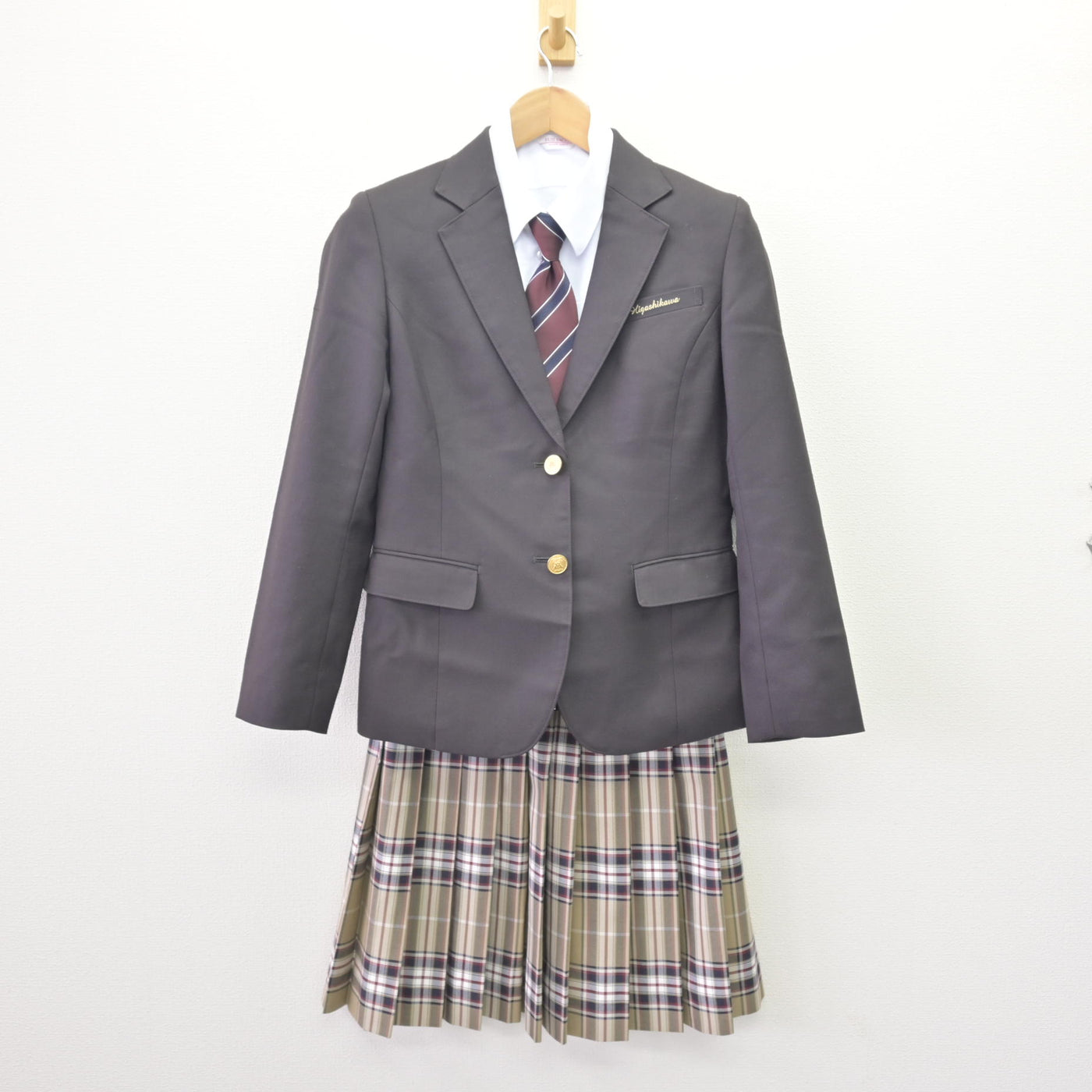 【中古】北海道 北海道東川高等学校 女子制服 5点 (ブレザー・シャツ・スカート) sf110110