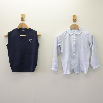 【中古】東京都 サレジアン国際学園目黒星美小学校 女子制服 2点 (ニットベスト・シャツ) sf110116