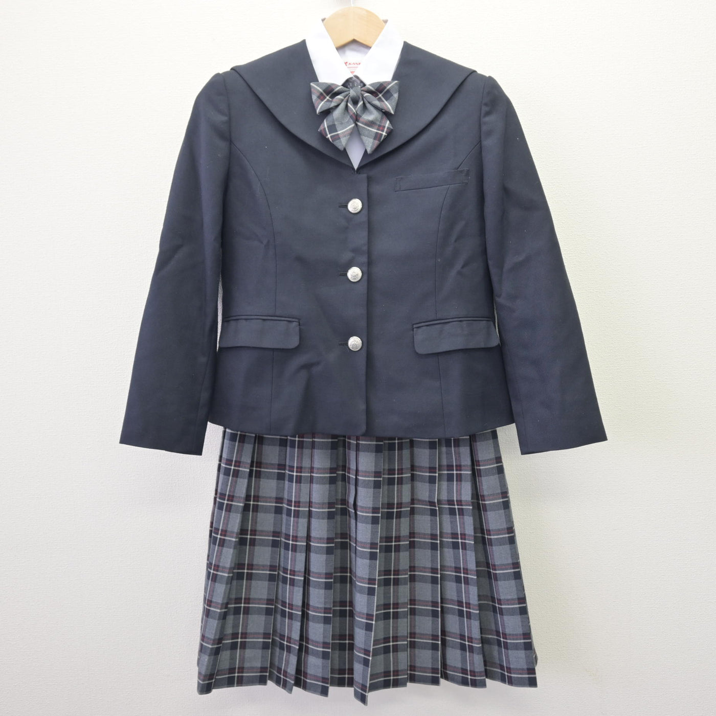 【中古】京都府 凌風学園中学校 女子制服 4点 (ブレザー・シャツ・スカート) sf110183
