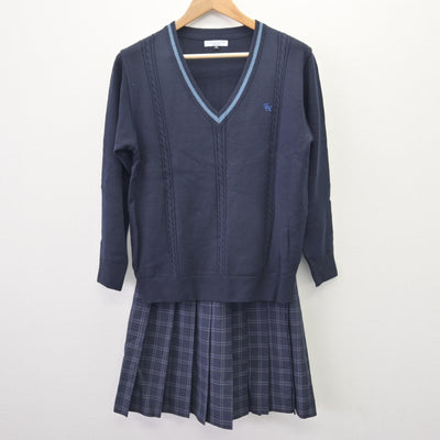 【中古】北海道 札幌手稲高等学校 女子制服 4点 (ブレザー・ニット・スカート) sf110190