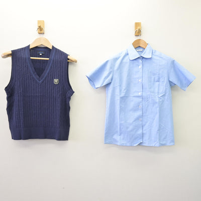 【中古】神奈川県 東海大学付属相模高等学校・中等部 女子制服 2点 (ニットベスト・シャツ) sf110200