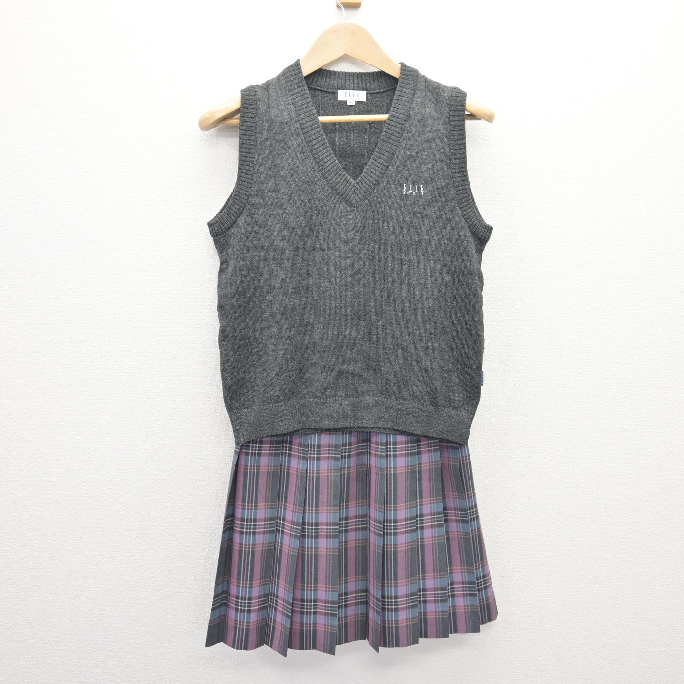 【中古】東京都 共立女子第二高等学校 女子制服 2点 (ニットベスト・スカート) sf110267