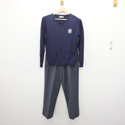 【中古】福岡県 筑陽学園中学・高等学校 男子制服 5点 (ブレザー・ニット・ズボン) sf110309