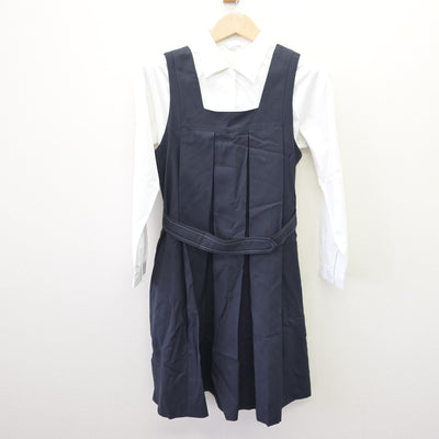 【中古】京都府 京都聖母学院中学校・高等学校 女子制服 3点 (ニット・シャツ・ジャンパースカート) sf110343