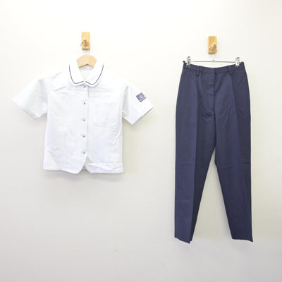【中古】福岡県 嘉穂高等学校附属中学校 女子制服 2点 (ブラウス・ズボン) sf110374