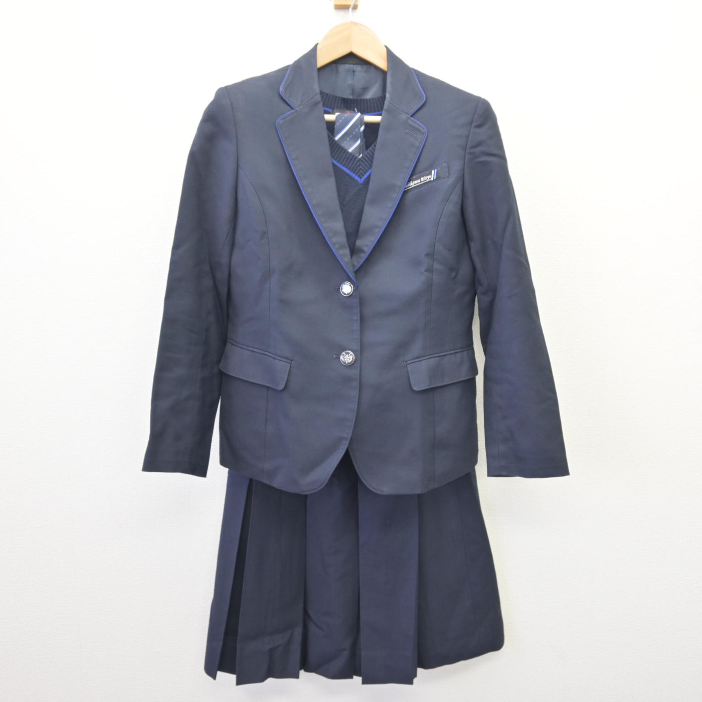 【中古】北海道 北海道旭川永嶺高等学校 女子制服 4点 (ブレザー・ニット・スカート) sf110388