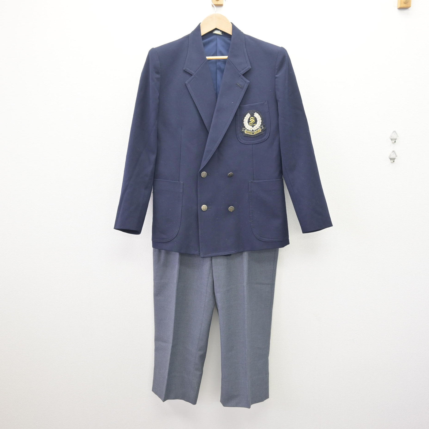 【中古】兵庫県 神港学園高等学校/旧制服 男子制服 2点 (ブレザー・ズボン) sf110505
