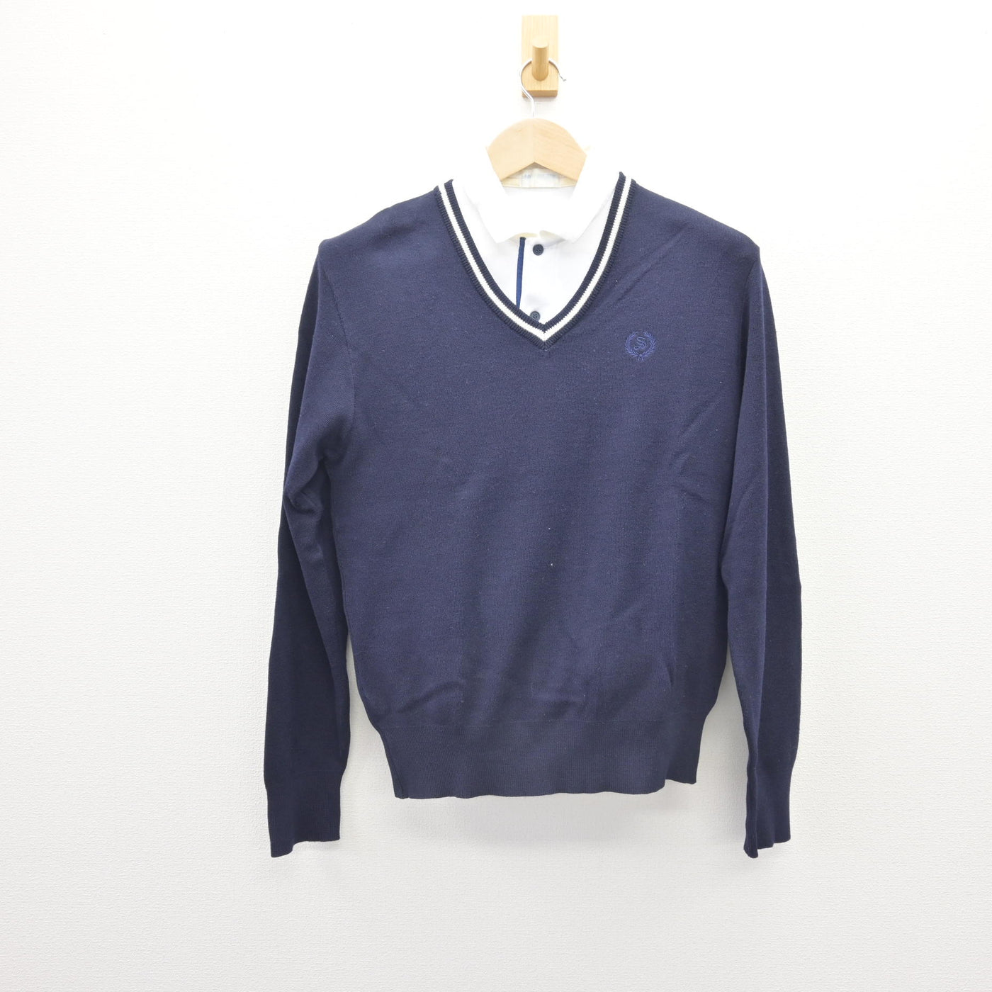 【中古】兵庫県 神港学園高等学校/旧制服 男子制服 2点 (ニット・シャツ) sf110508