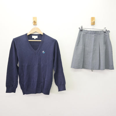 【中古】神奈川県 横浜国立大学教育学部 附属鎌倉中学校 女子制服 2点 (ニット・スカート) sf110568