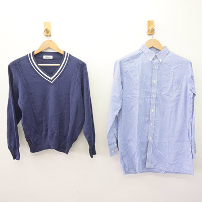 【中古】青森県 青森商業高等学校 男子制服 2点 (ニット・シャツ) sf110580
