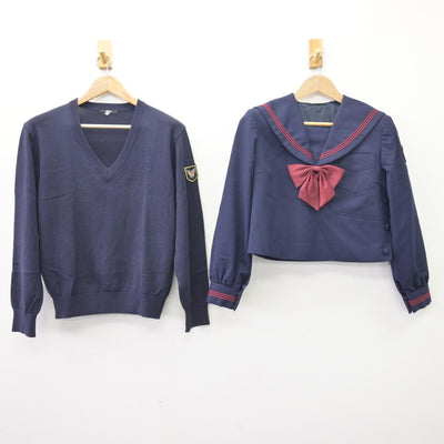 【中古】神奈川県 横浜隼人高等学校 女子制服 4点 (セーラー服・ニット・スカート) sf111610