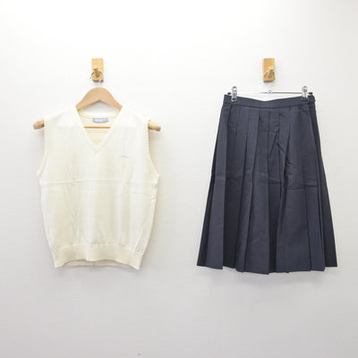 【中古】大阪府 千里青雲高等学校 女子制服 2点 (ニットベスト・スカート) sf111629
