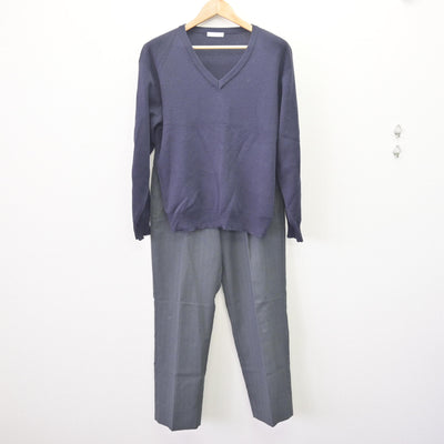 【中古】千葉県 市川大野高等学園 男子制服 4点 (ブレザー・ニット・ズボン) sf112244