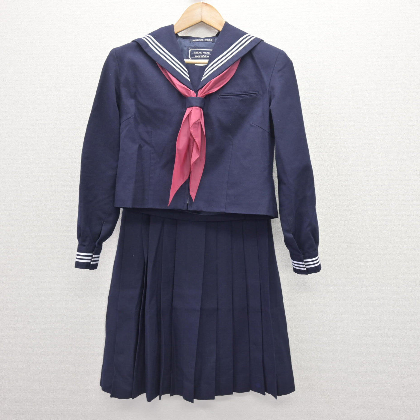 【中古】埼玉県 川越西高等学校 女子制服 3点 (セーラー服・スカート) sf112676