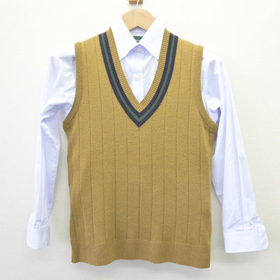 【中古】岡山県 岡山学芸館高等学校 女子制服 2点 (ニットベスト・シャツ) sf112923