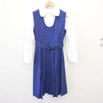 【中古】福岡県 明治学園中学校 女子制服 2点 (シャツ・ジャンパースカート) sf113114
