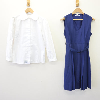 【中古】福岡県 明治学園中学校 女子制服 2点 (シャツ・ジャンパースカート) sf113114