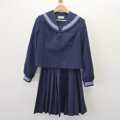 【中古】福島県 藤間中学校 女子制服 2点 (セーラー服・スカート) sf113139