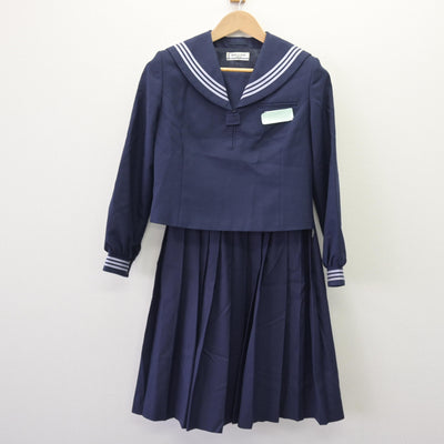 【中古】福島県 藤間中学校 女子制服 2点 (セーラー服・スカート) sf113140