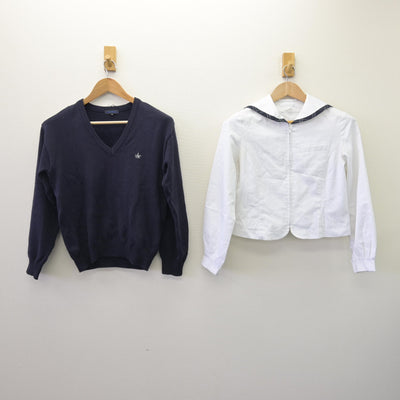 【中古】福岡県 自由ケ丘高等学校 女子制服 2点 (ニット・セーラー服) sf113212