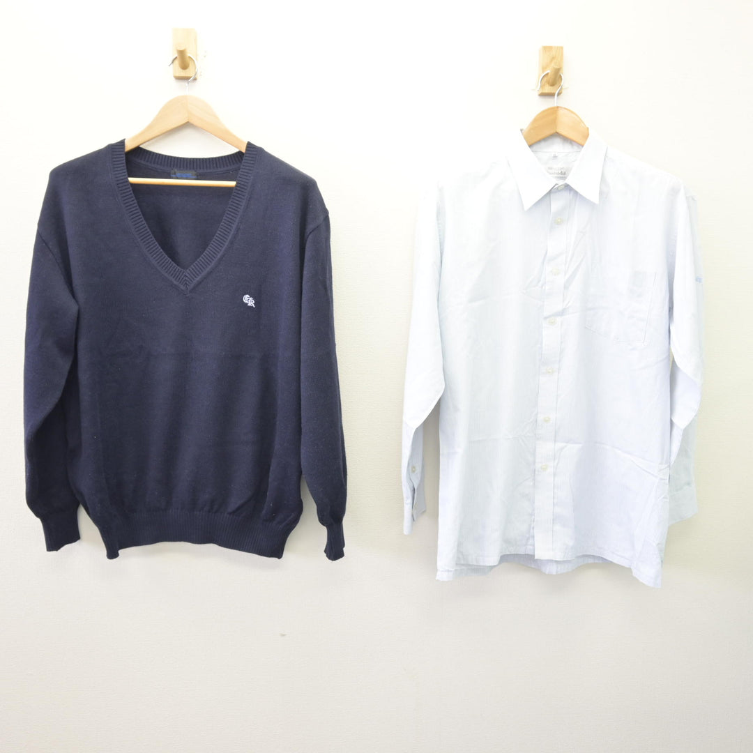 中古】千葉県 千葉経済大学附属高等学校 男子制服 2点 (ニット・シャツ