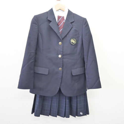 中古】京都府 花園中学校 女子制服 3点 (ブレザー・スカート