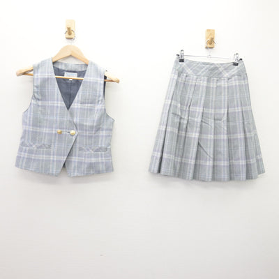 【中古】青森県 柴田学園大学附属柴田学園高等学校 女子制服 3点 (ベスト・スカート) sf113806