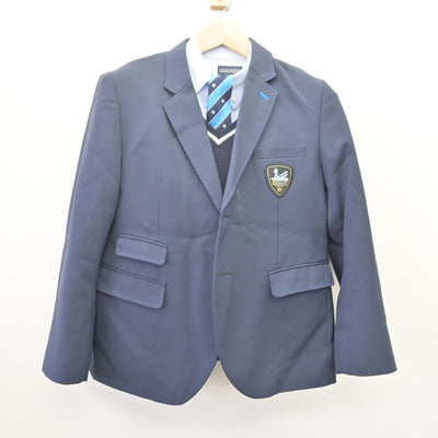【中古】大阪府 水都国際高等学校 女子制服 4点 (ブレザー・ニット・シャツ) sf113891