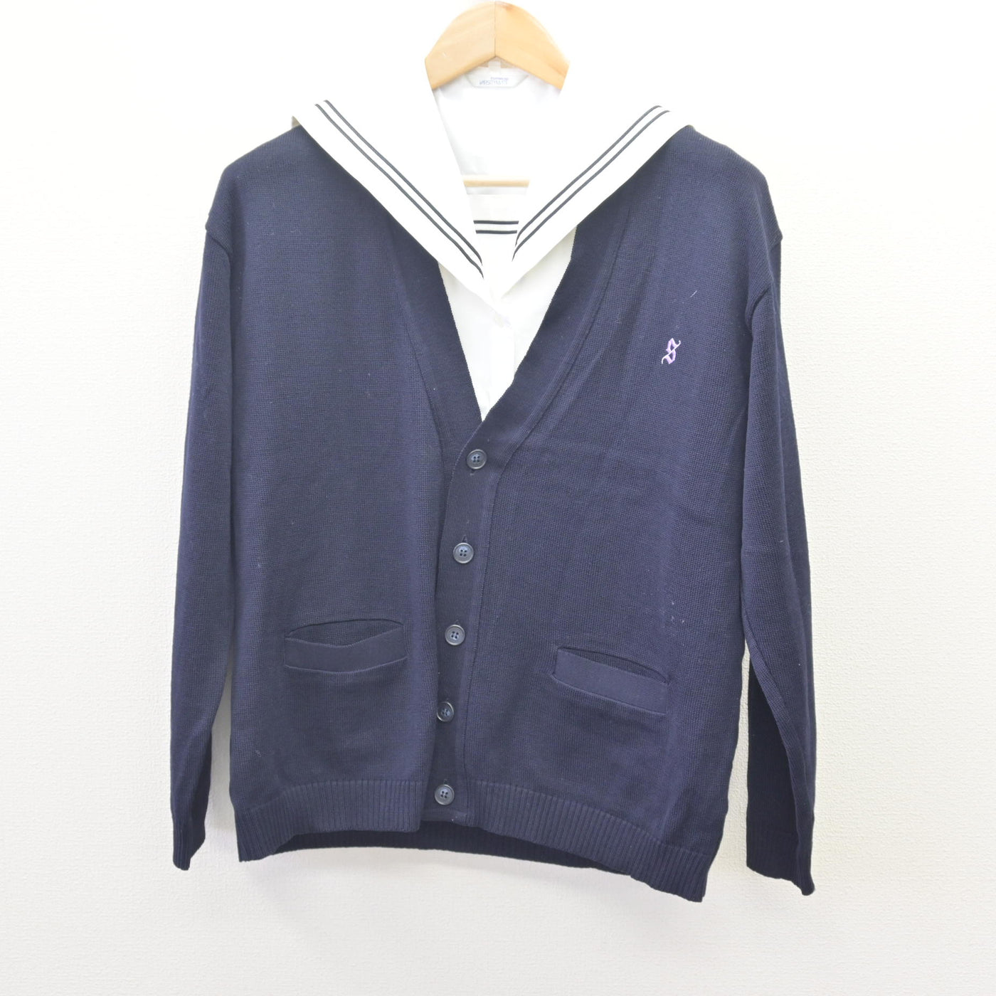 【中古】岡山県 倉敷翠松高等学校 女子制服 2点 (ニット・セーラー服) sf113964