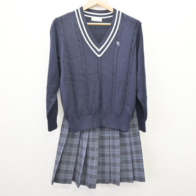 【中古】兵庫県 三木東高等学校 女子制服 4点 (ブレザー・ニット・スカート) sf113998