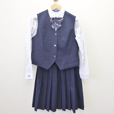 【中古】山梨県 山梨学院高等学校 女子制服 6点 (ブレザー・ベスト・シャツ・スカート) sf114061
