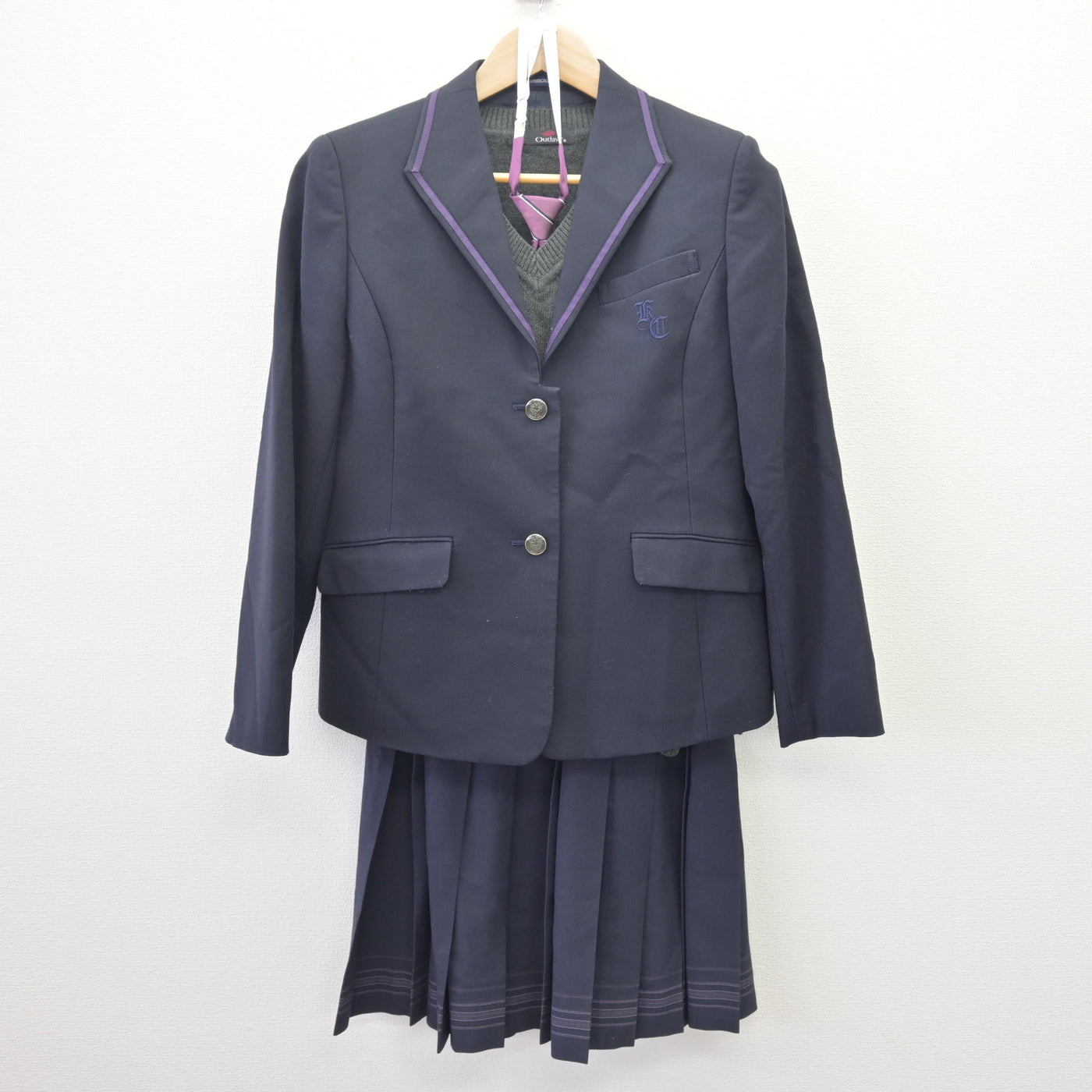 【中古】山梨県 甲府商業高等学校 女子制服 4点 (ブレザー・ニット・スカート) sf114062