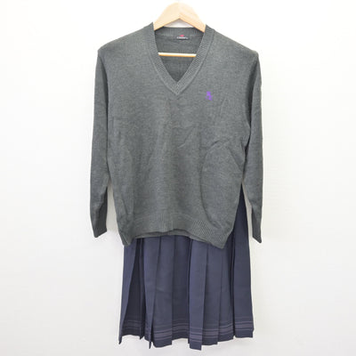 【中古】山梨県 甲府商業高等学校 女子制服 4点 (ブレザー・ニット・スカート) sf114062