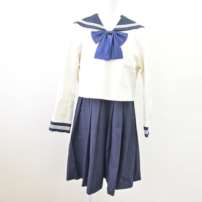 【中古】福岡県 博多女子高等学校 女子制服 4点 (ニット・セーラー服・ジャンパースカート) sf114124