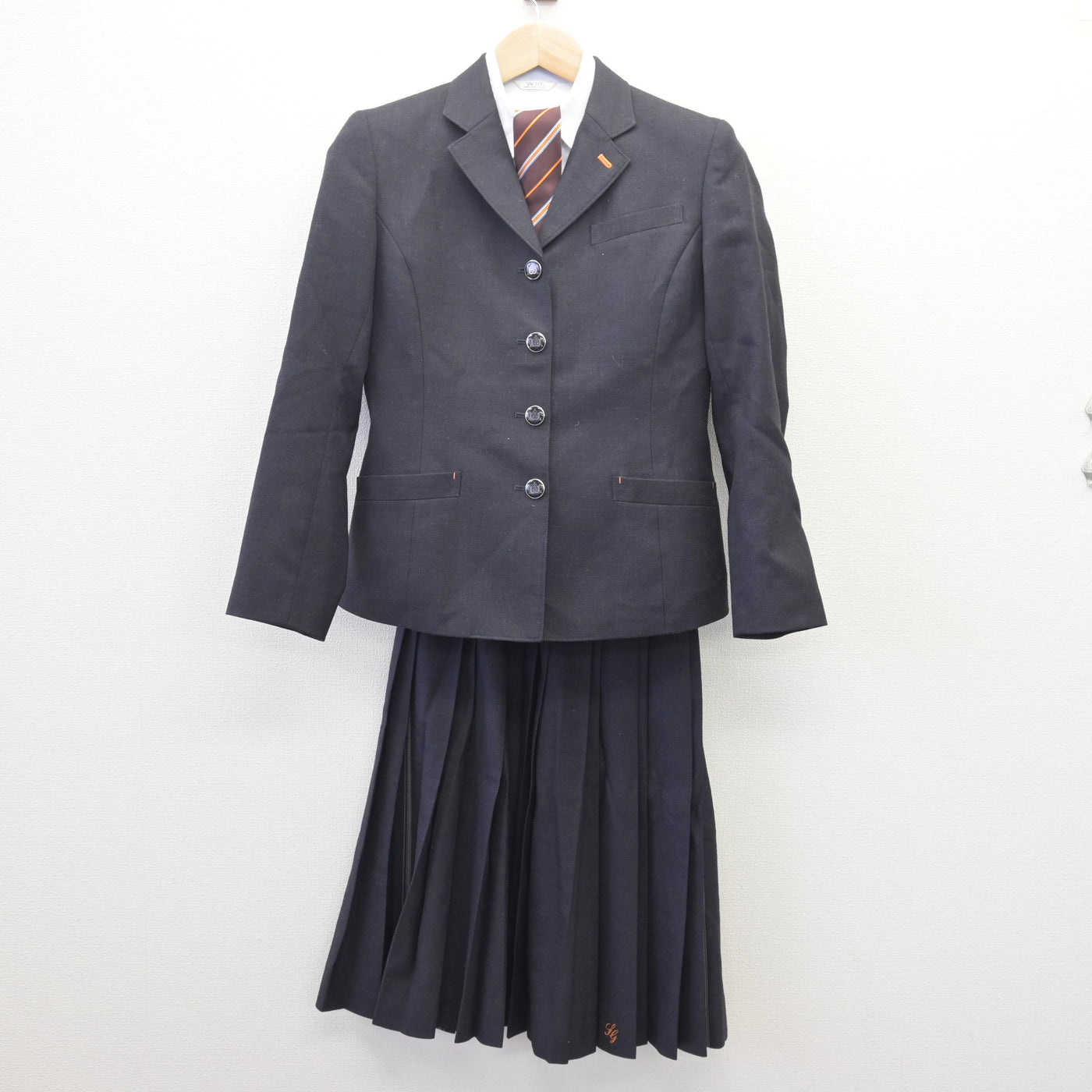 【中古】広島県 崇徳高等学校 女子制服 5点 (ブレザー・ニット・シャツ・スカート) sf114163