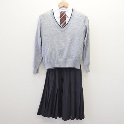 【中古】広島県 崇徳高等学校 女子制服 5点 (ブレザー・ニット・シャツ・スカート) sf114163