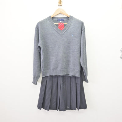 【中古】東京都 東久留米総合高等学校 女子制服 4点 (ブレザー・ニット・スカート) sf114191