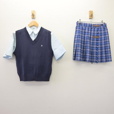 【中古】東京都 下北沢成徳高等学校 女子制服 3点 (ニットベスト・シャツ・スカート) sf114216