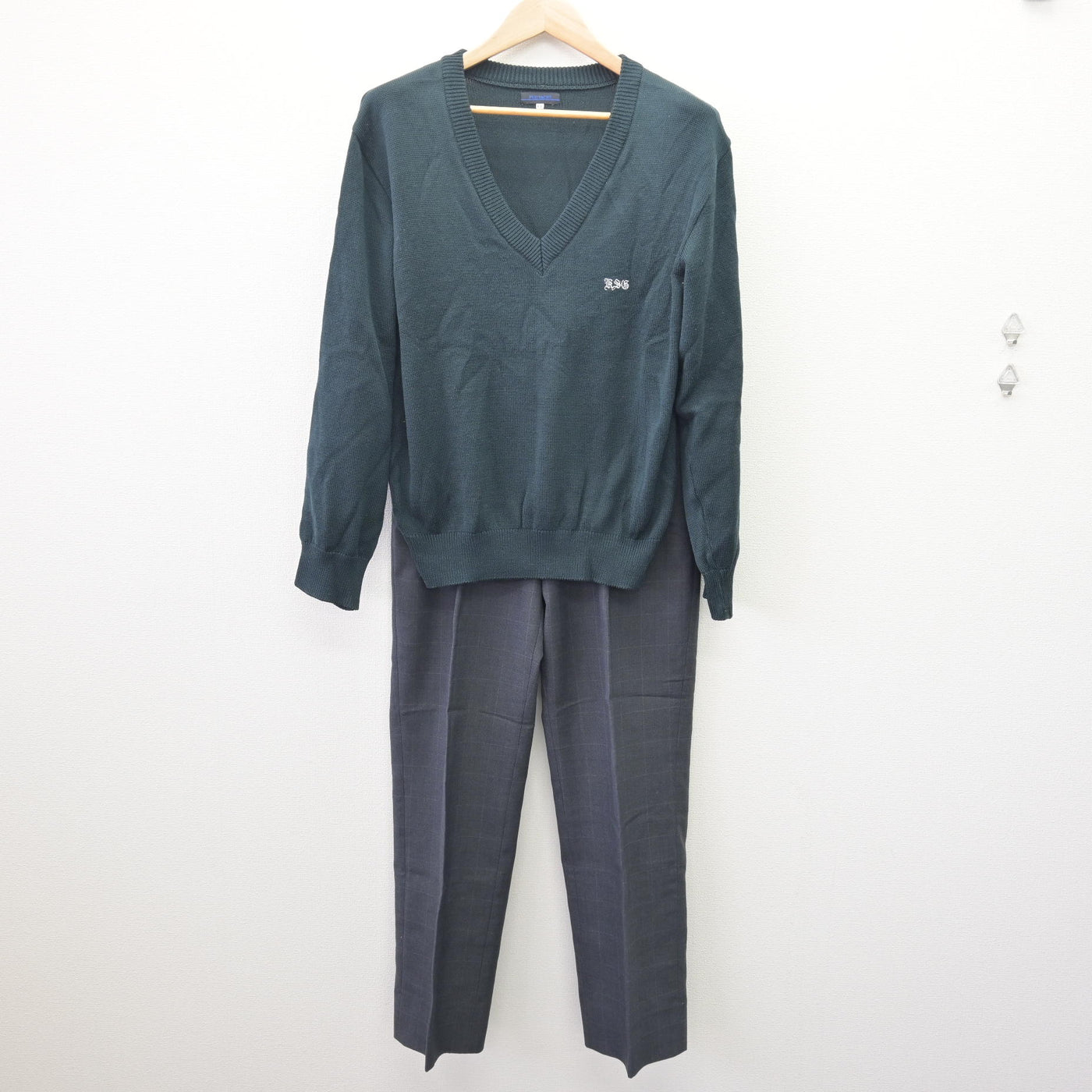中古】埼玉県 越谷総合技術高等学校 男子制服 4点 (ブレザー・ニット