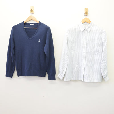 【中古】熊本県 熊本学園大学付属高等学校 女子制服 2点 (ニット・シャツ) sf114458