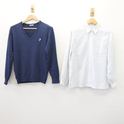 【中古】熊本県 熊本学園大学付属高等学校 女子制服 2点 (ニット・シャツ) sf114459