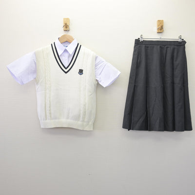 【中古】埼玉県 星野高等学校 女子制服 3点 (ニットベスト・シャツ・スカート) sf114514