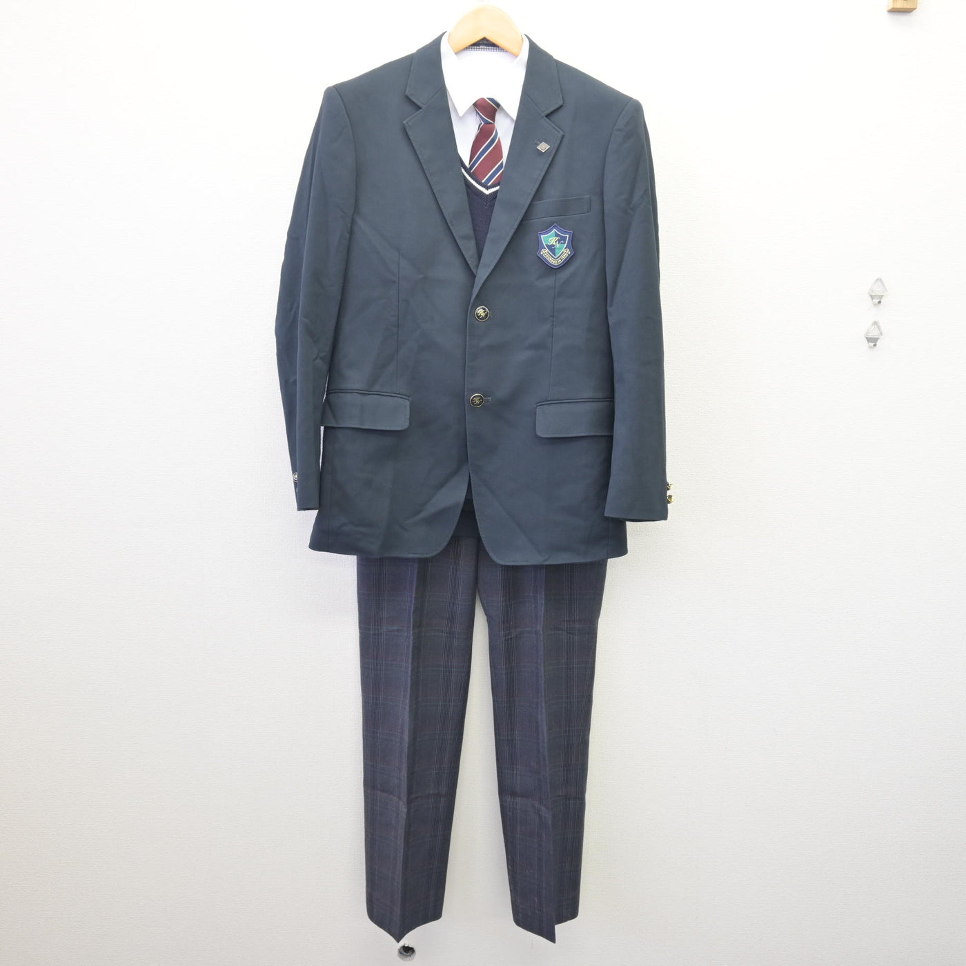 【中古】宮城県 小牛田農林高等学校 男子制服 6点 (ブレザー・ニット・シャツ・ズボン) sf114525