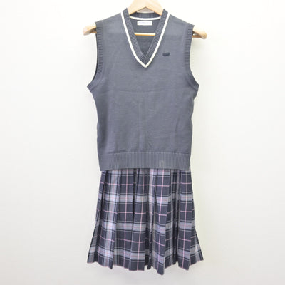 【中古】北海道 旭川市立中央中学校 女子制服 3点 (ブレザー・ニットベスト・スカート) sf114539