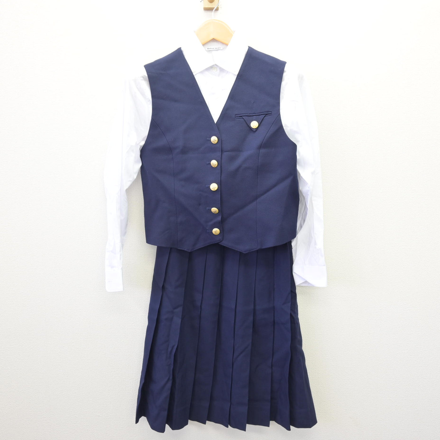 【中古】広島県 安田女子高等学校 女子制服 5点 (ブレザー・ベスト・シャツ・スカート) sf114586